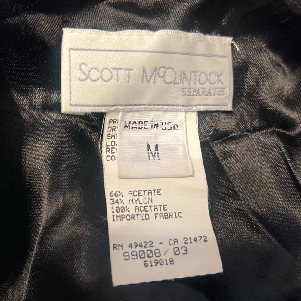 Vtg  Scott McClintock Black Velvet Bolero Jacket Puffy Shoulder Goth Sz M - Picture 5 of 8